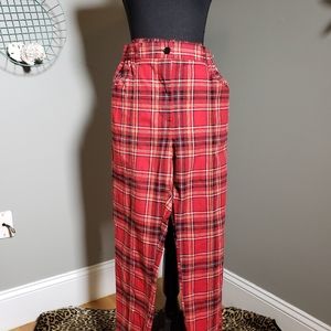 URBAN OUTFITTERS RED PLAID HIGH RISE PANTS